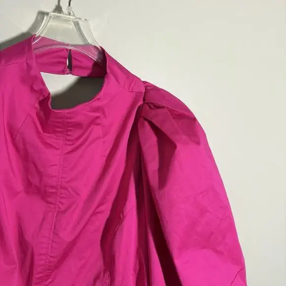 Banana Republic BR x HARBISON FUCHSIA Balloon Sleeve Open Back Top Large Tall - Picture 5 of 9